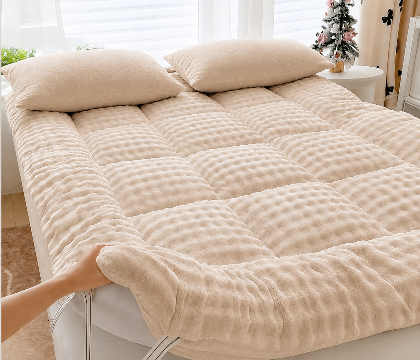 Comfy Velvet Mattress Topper - Light Brown, All Sizes