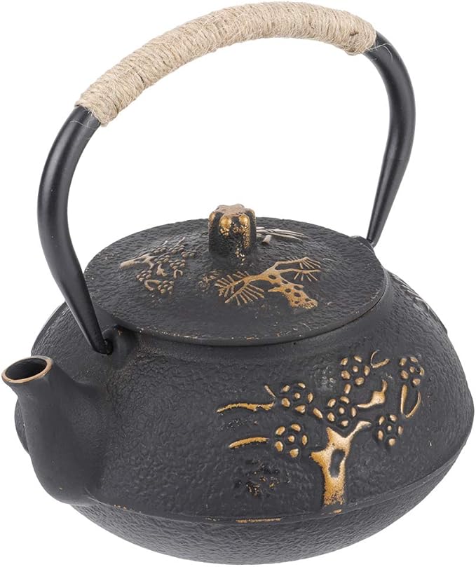 Cast Iron Teapot with Stainless Steel Infuser, Antique Chinese Teapot Suitable for Induction, Hob, Japanese Style Kettle for Making Great Tea